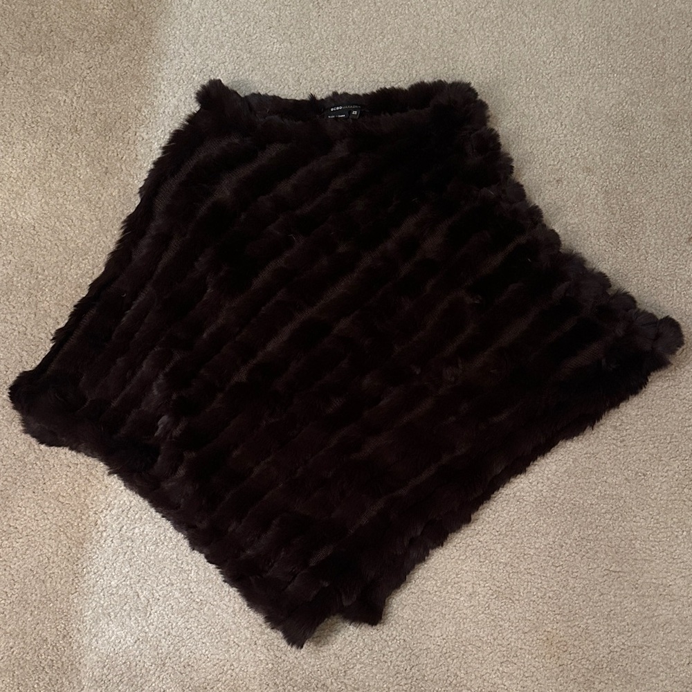 BCBGMaxAzria Dark Brown Faux Fur poncho